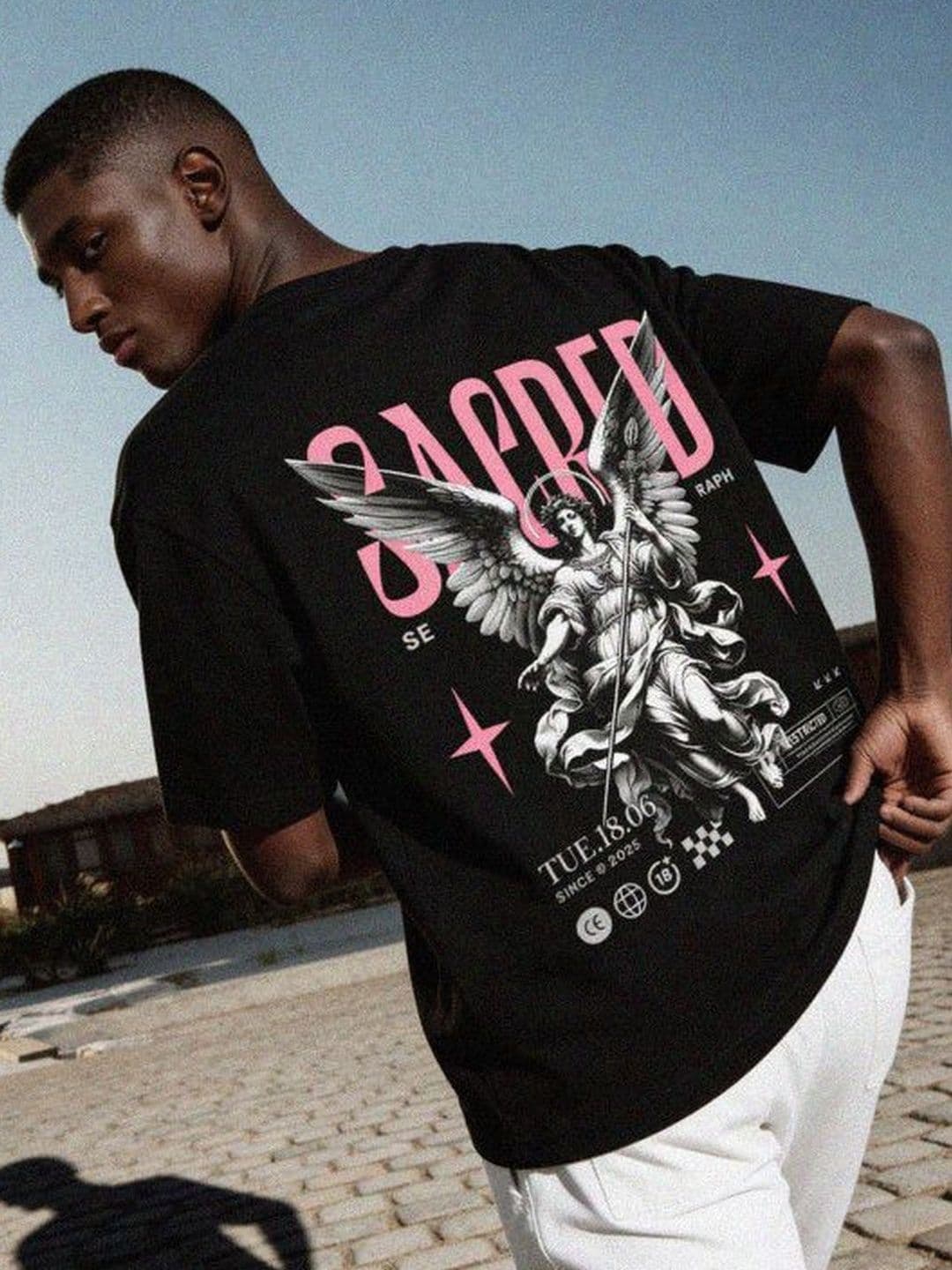High Star Men Printed Round Neck Oversized T-shirt thumbnail 3