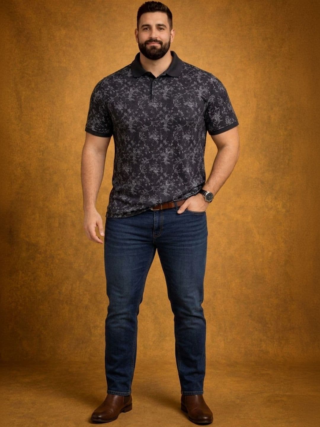 The Roadster Lifestyle Co Printed Polo Collar Tshirts thumbnail 5