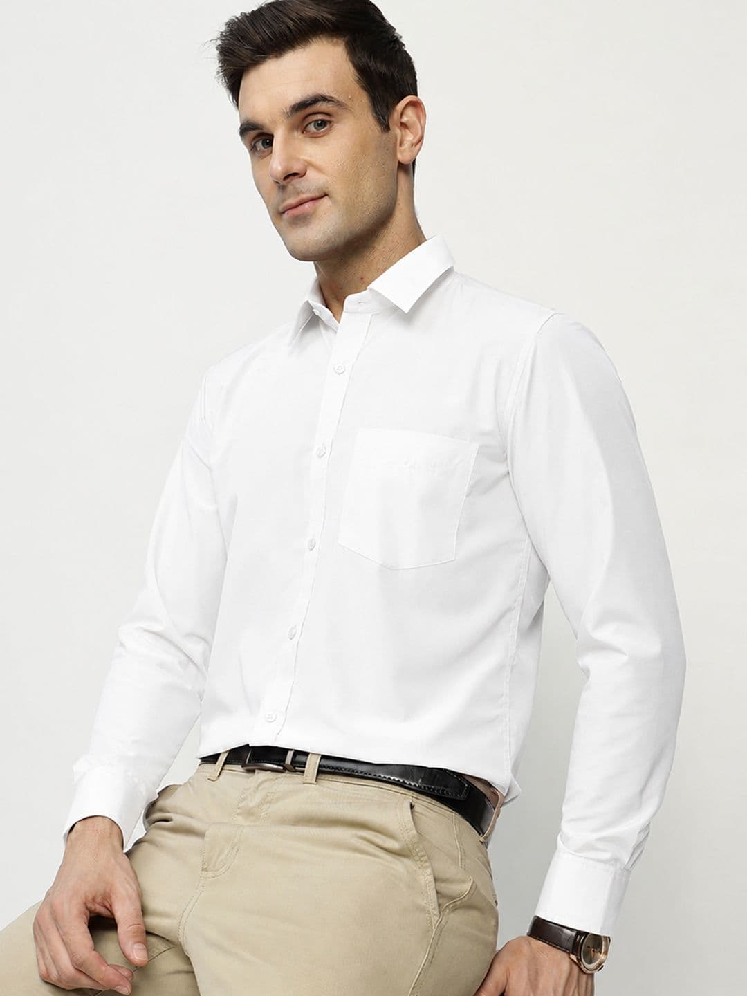 English Navy Original Slim Fit Easy Iron Wrinkle Resistant Formal Shirt - view 1