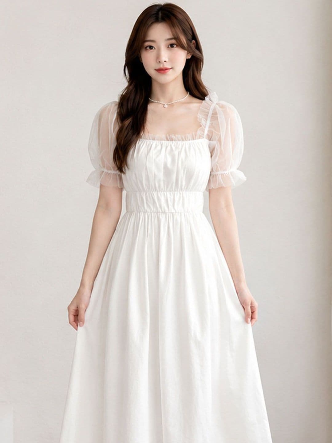 DressBerry Puff Sleeve A-Line Midi Dress thumbnail 4
