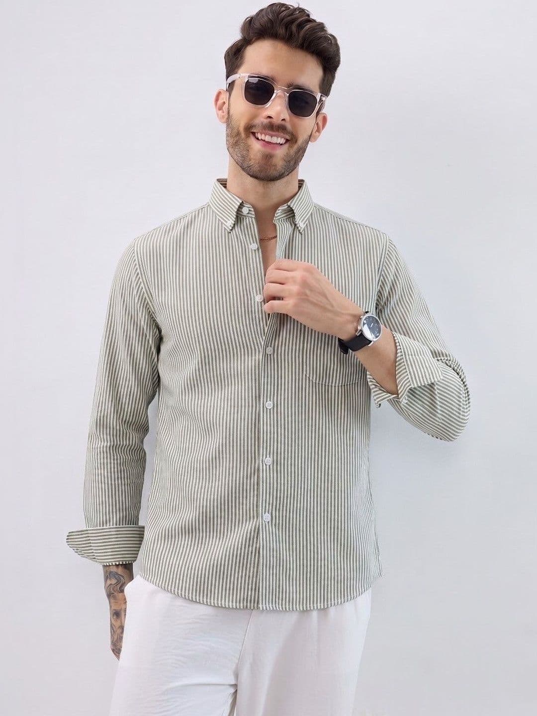R.Code by The Roadster Life Co. Men Standard Striped Casual Shirt thumbnail 2