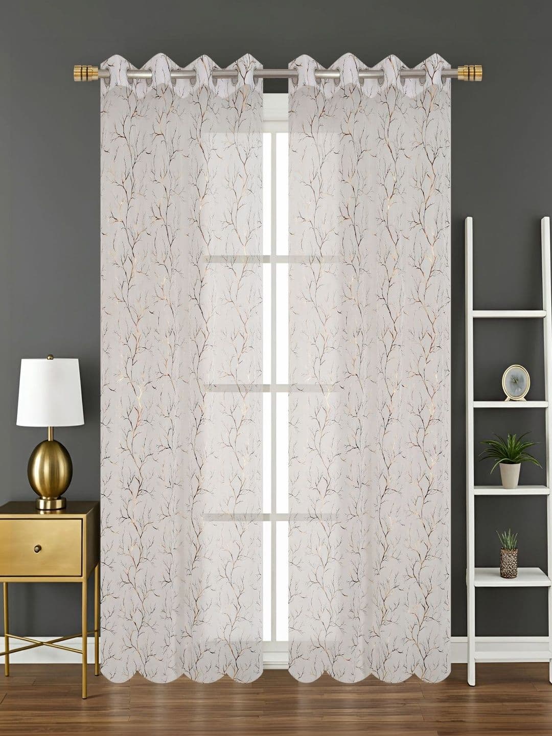 Aura White Set of 2 Sheer Long Door Curtain thumbnail 3