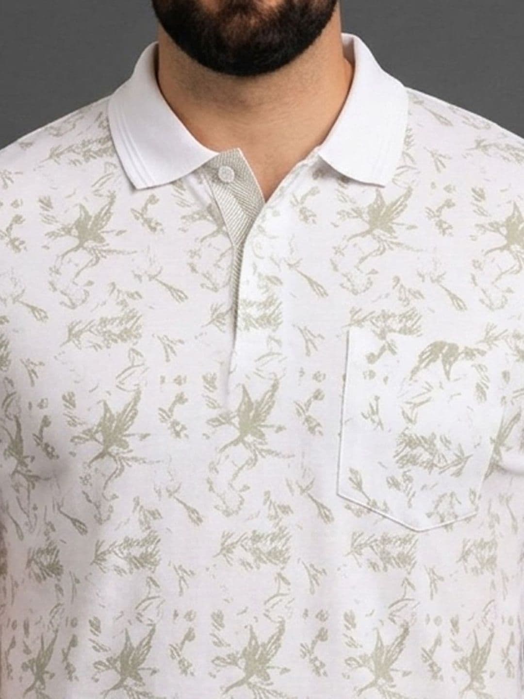 Mast & Harbour Men Printed Polo Collar Pockets T-shirt thumbnail 5