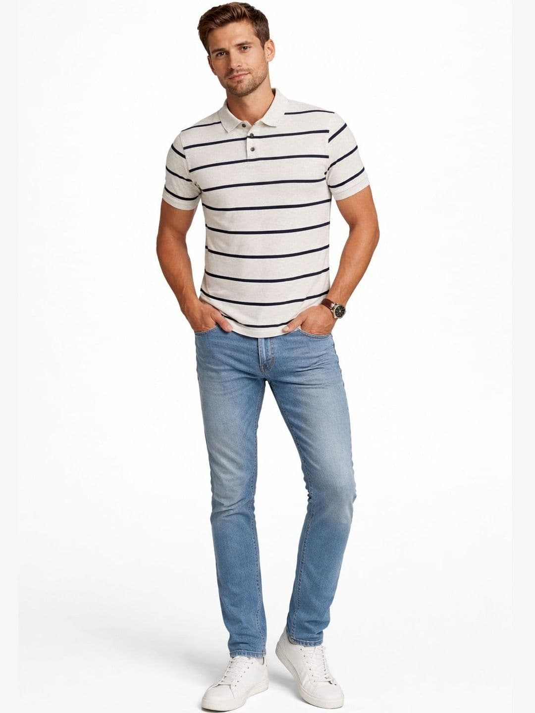 The Roadster Lifestyle Co Striped Polo Collar Tshirts thumbnail 5