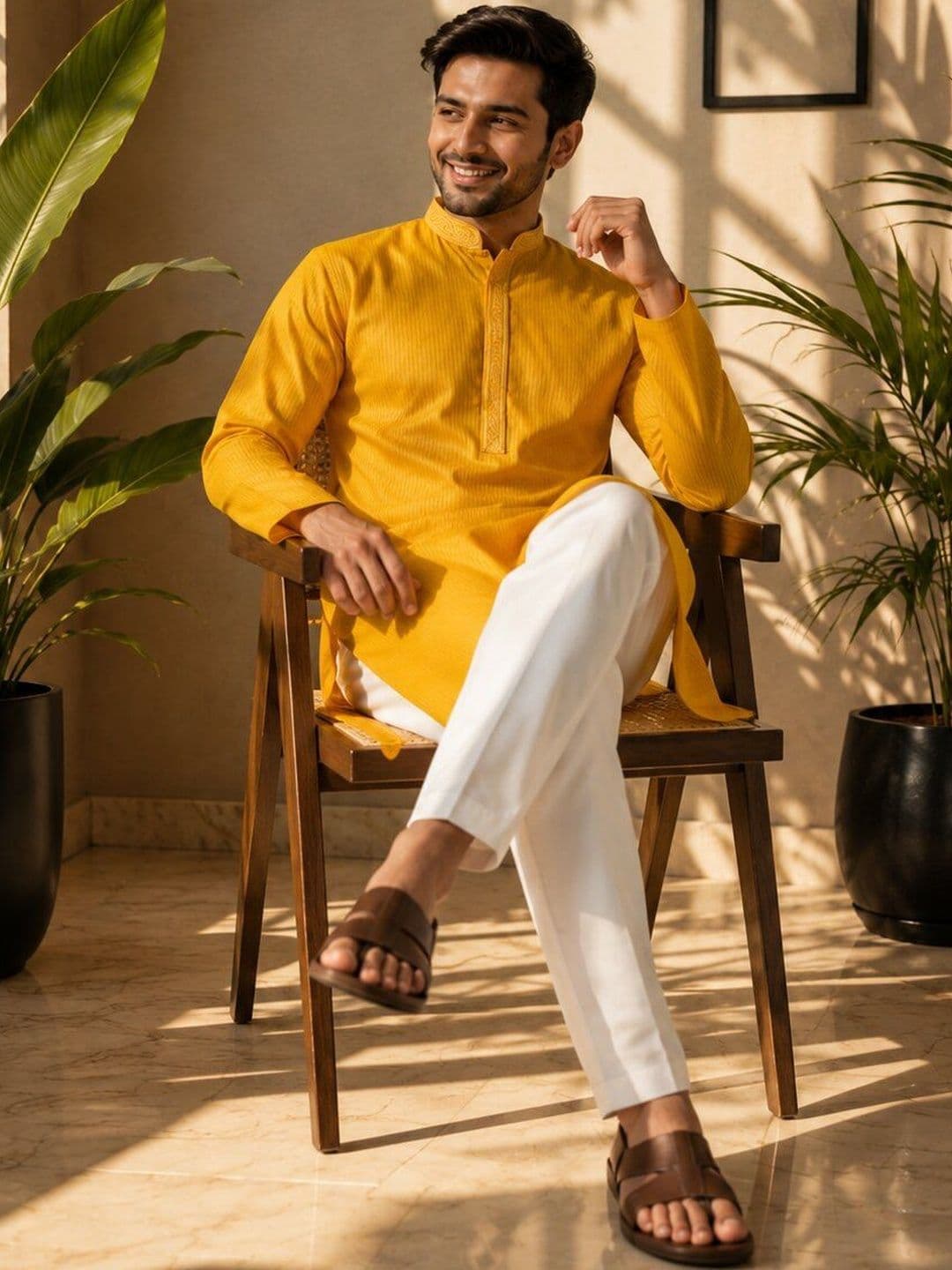 DEVOILER Men Striped Kurta thumbnail 2