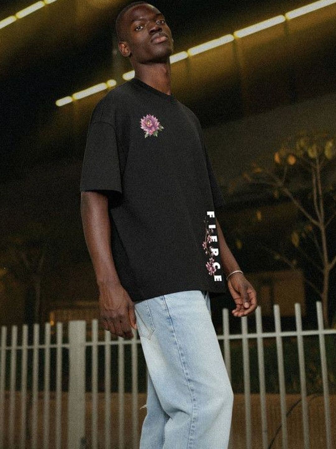 High Star Men Printed Round Neck Oversized T-shirt thumbnail 3