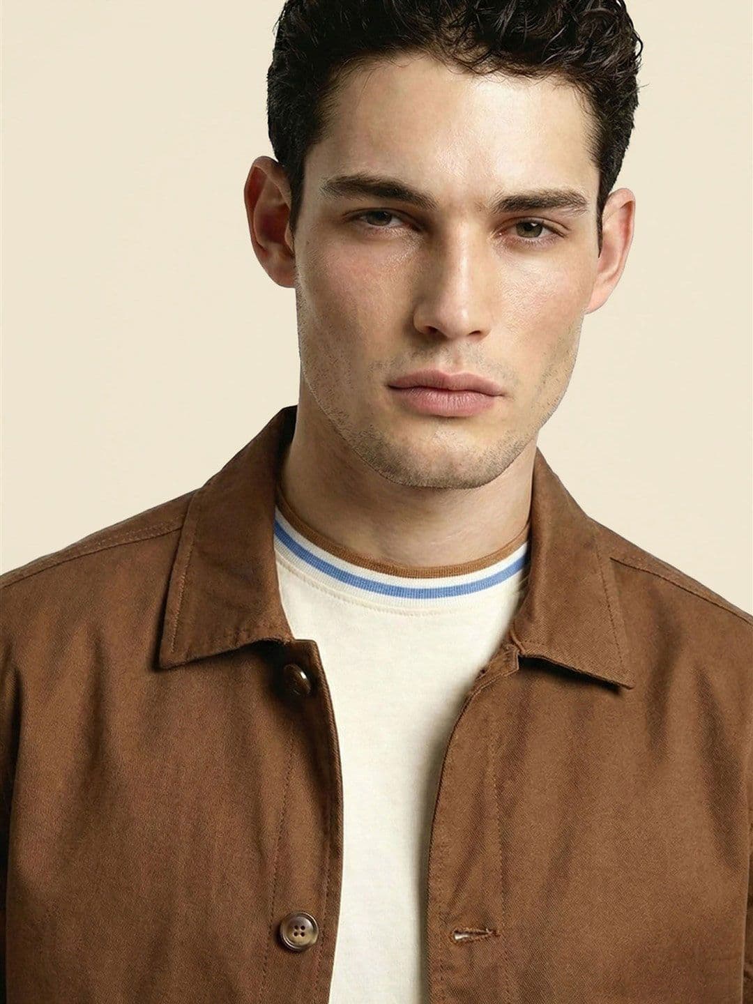 SIMON CARTER LONDON Men Spread Collar Cotton Open Front Jacket thumbnail 6