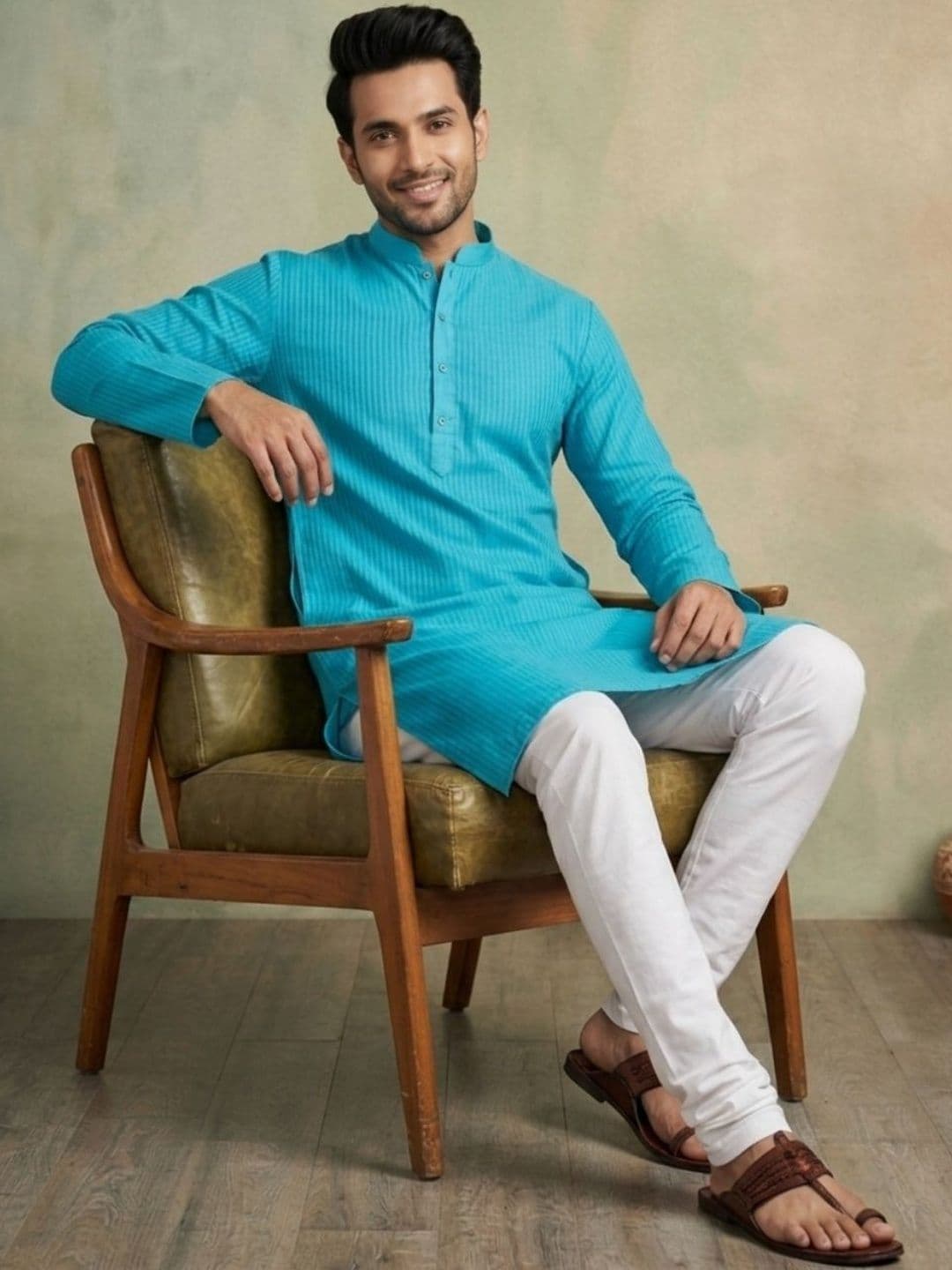 DEVOILER Men Striped Kurta thumbnail 5