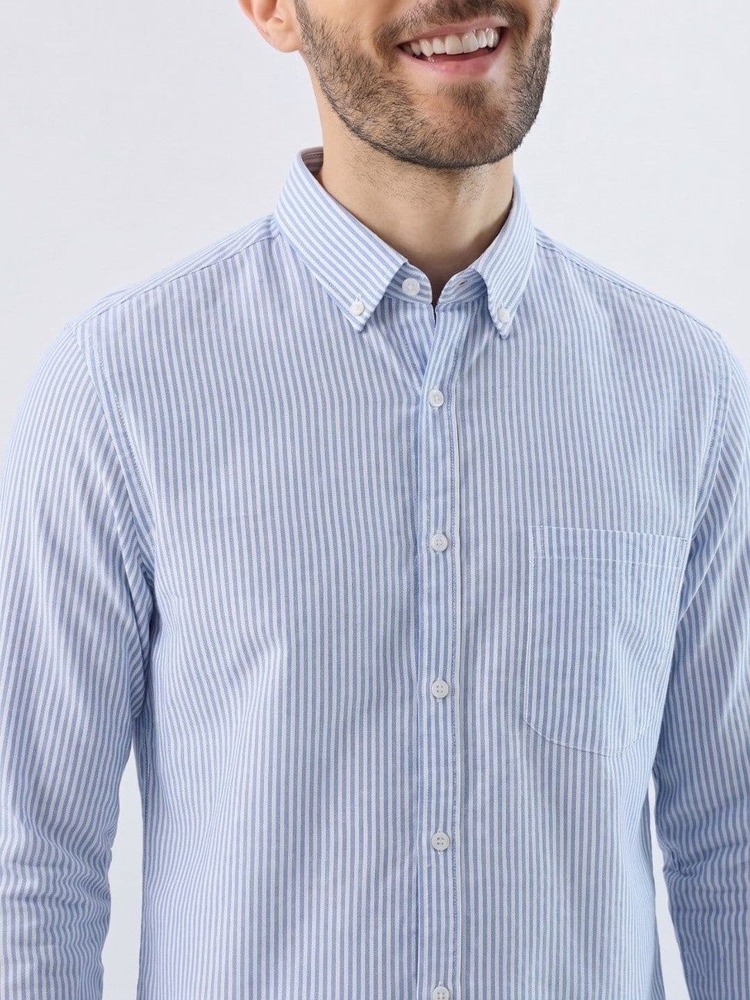 R.Code by The Roadster Life Co. Men Standard Striped Casual Shirt thumbnail 2