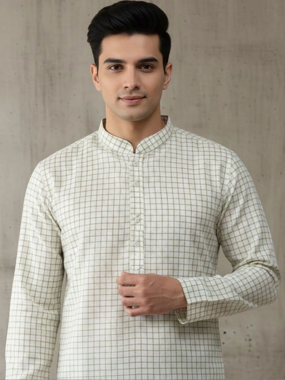 Anouk Men Checked Kurta thumbnail 5
