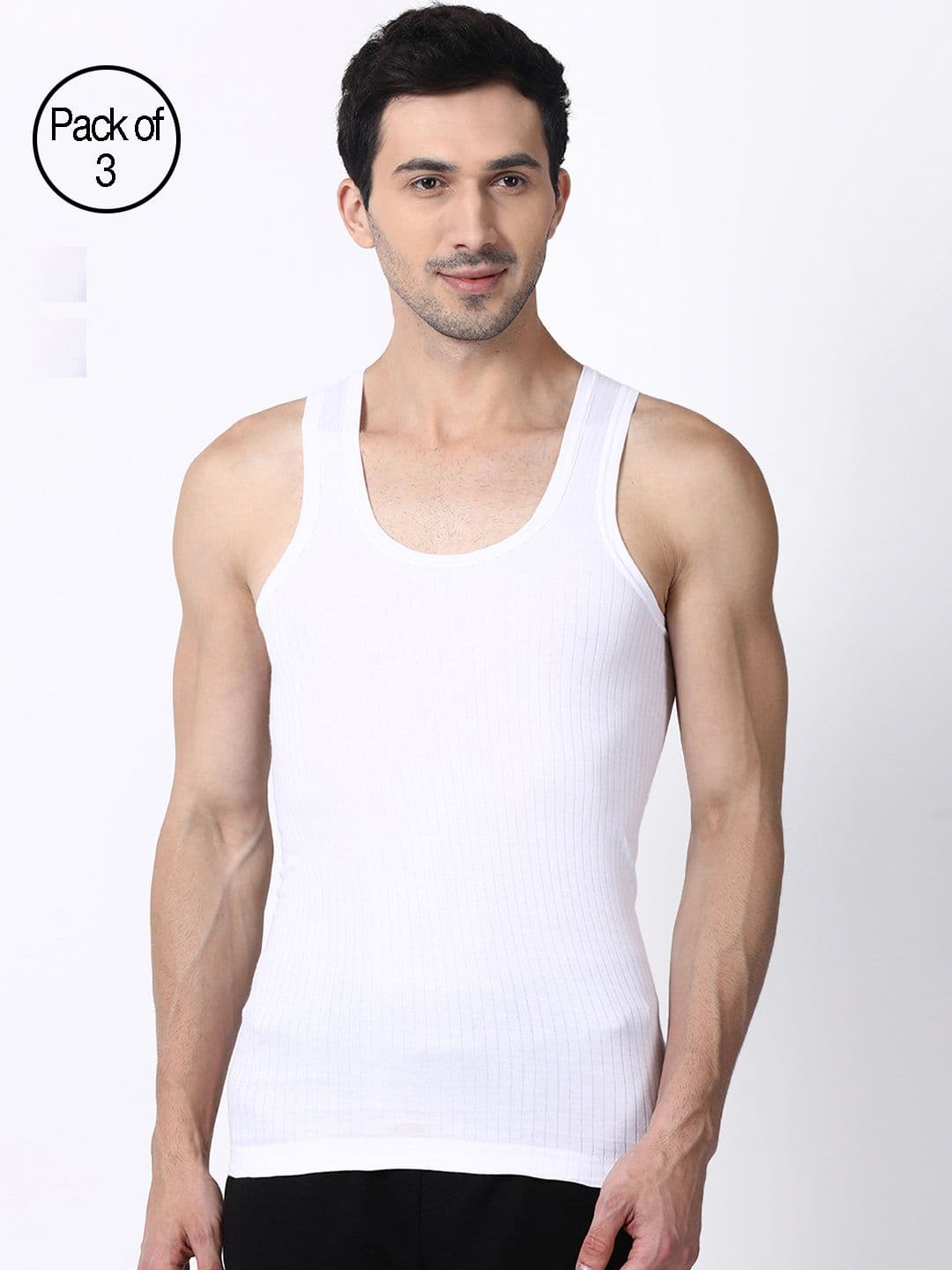 DIXCY SCOTT Men Pack of 3 Combed Cotton With Structured Knit For Better Air Flow Vest - view 1