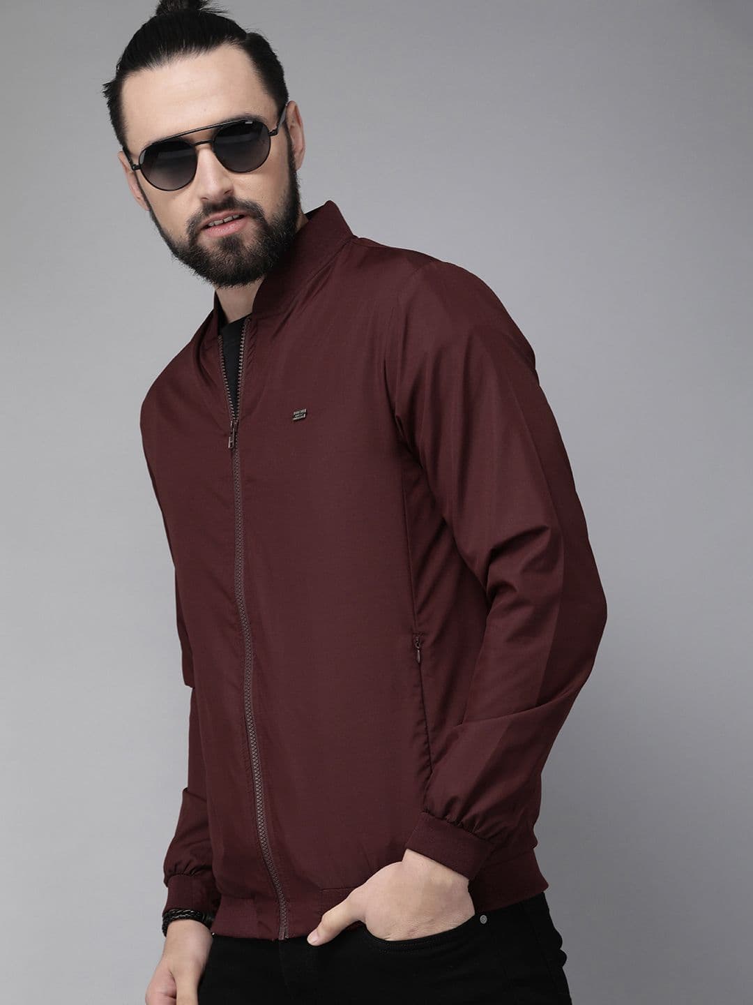 The Roadster Lifestyle Co Men Maroon Solid Jacket - view 1