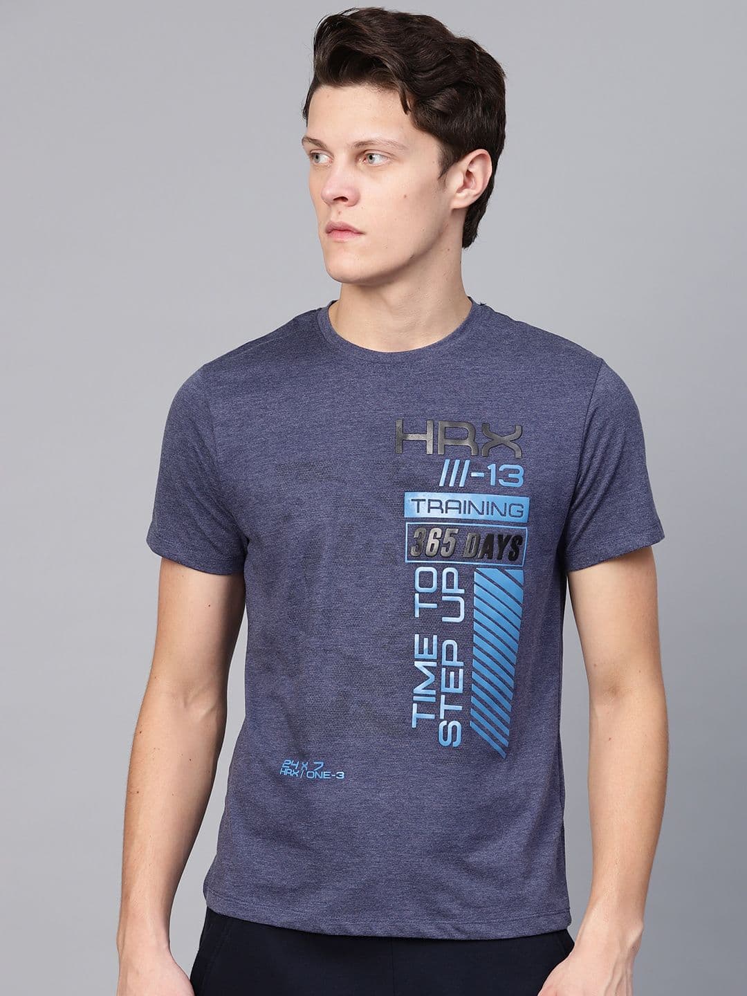 HRX by Hrithik Roshan Men Navy Blue Printed Training T-shirt - view 1