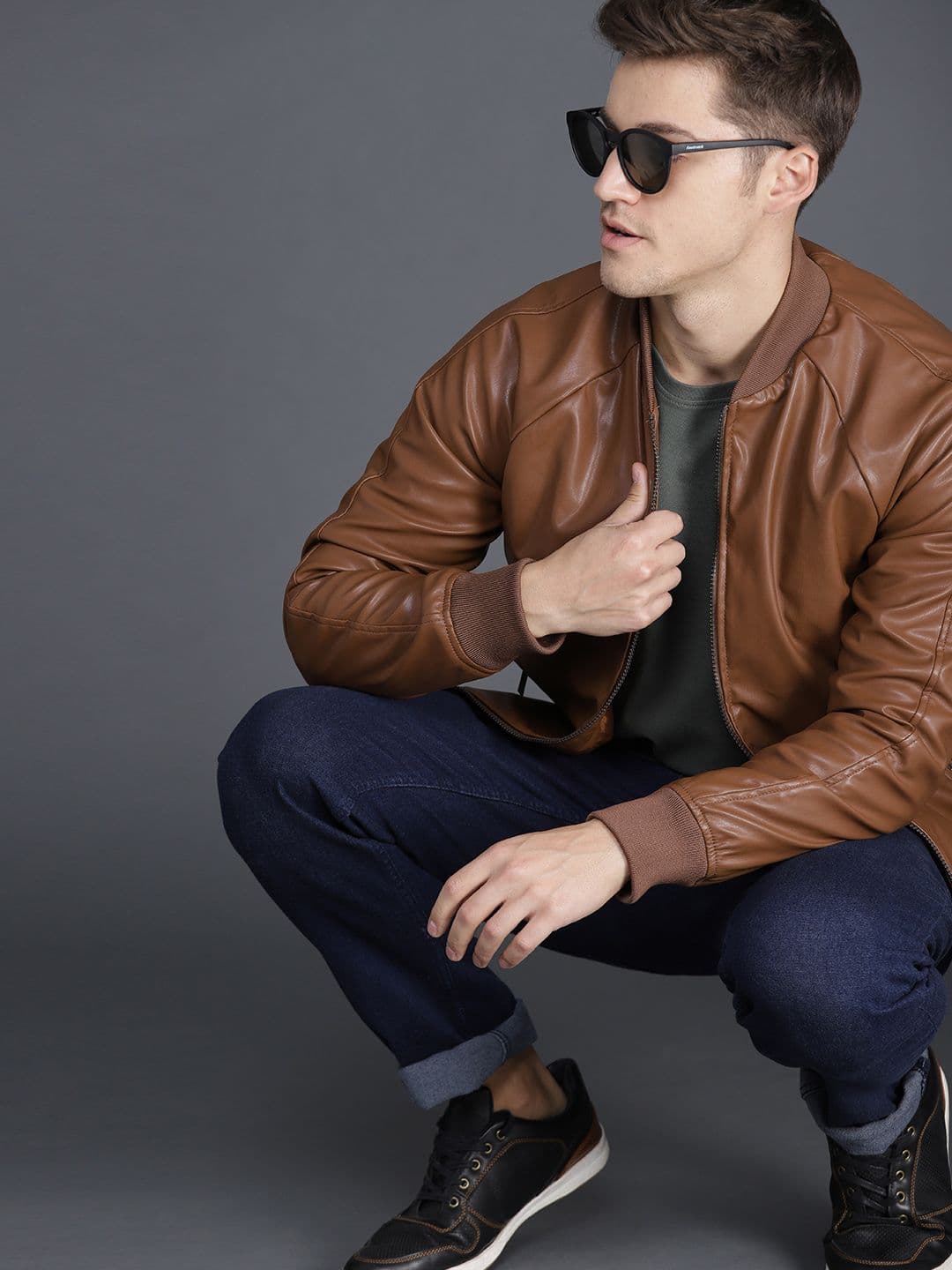 WROGN Men Brown Solid Bomber Jacket - view 1