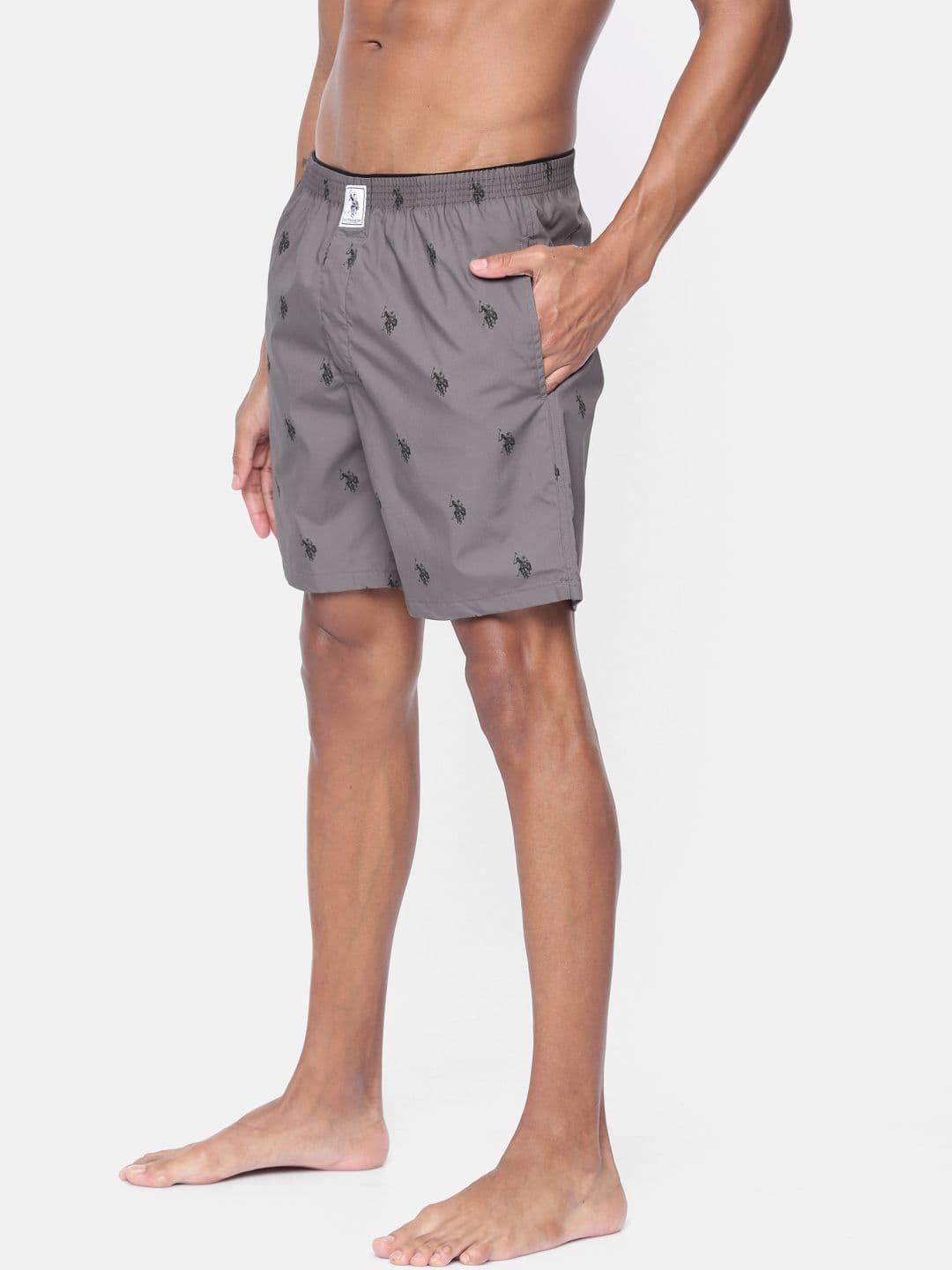U.S. Polo Assn. Men Dark Grey Printed Pure Cotton Boxers Y9I021-010-P1 - view 1