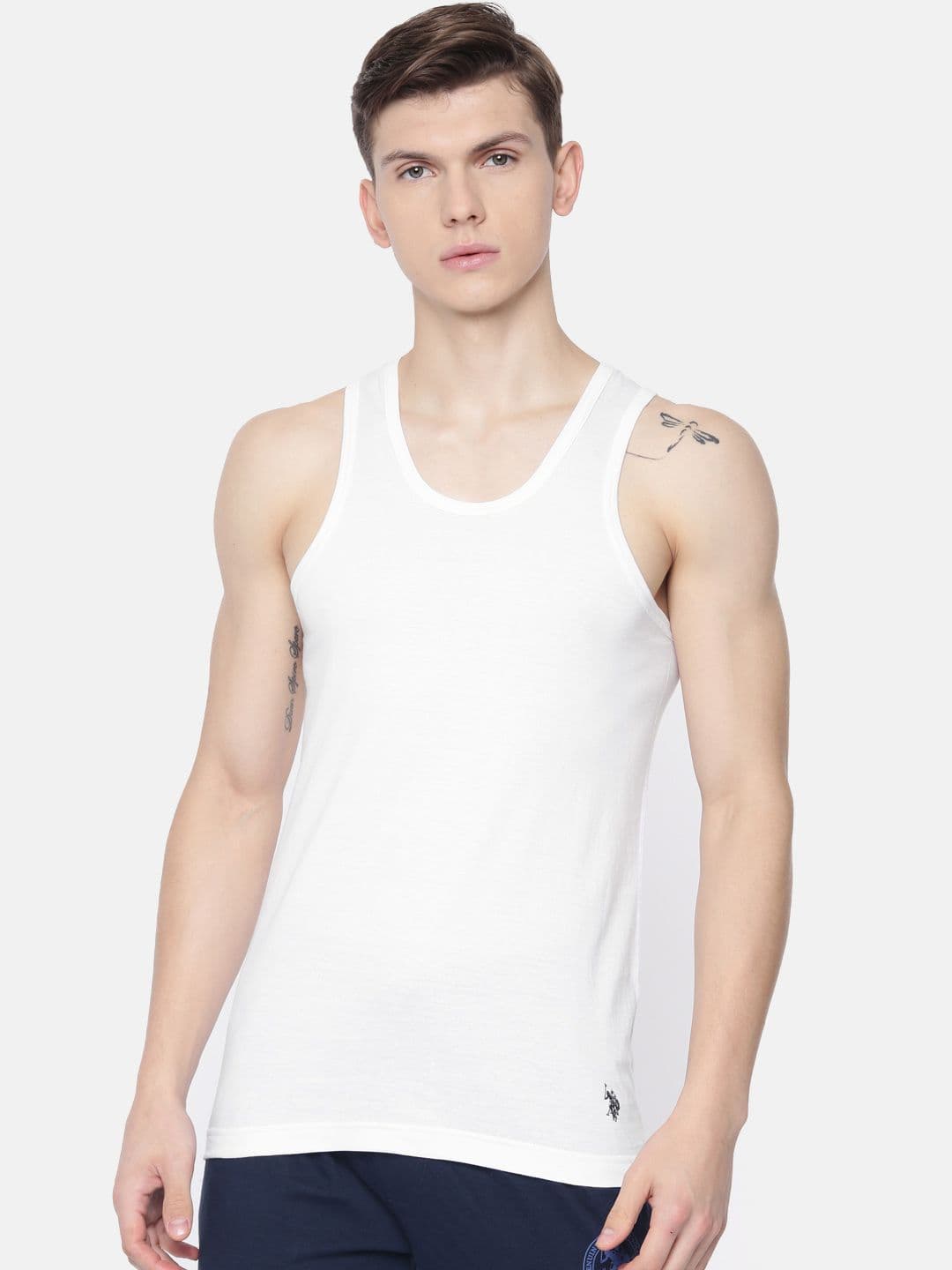 U.S. Polo Assn. Men White Solid Innerwear Vests I661-001-P1 - view 1