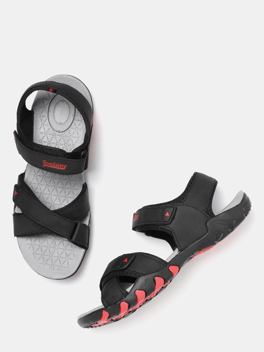 The Roadster Lifestyle Co Men Black Solid Sports Sandals - view 1
