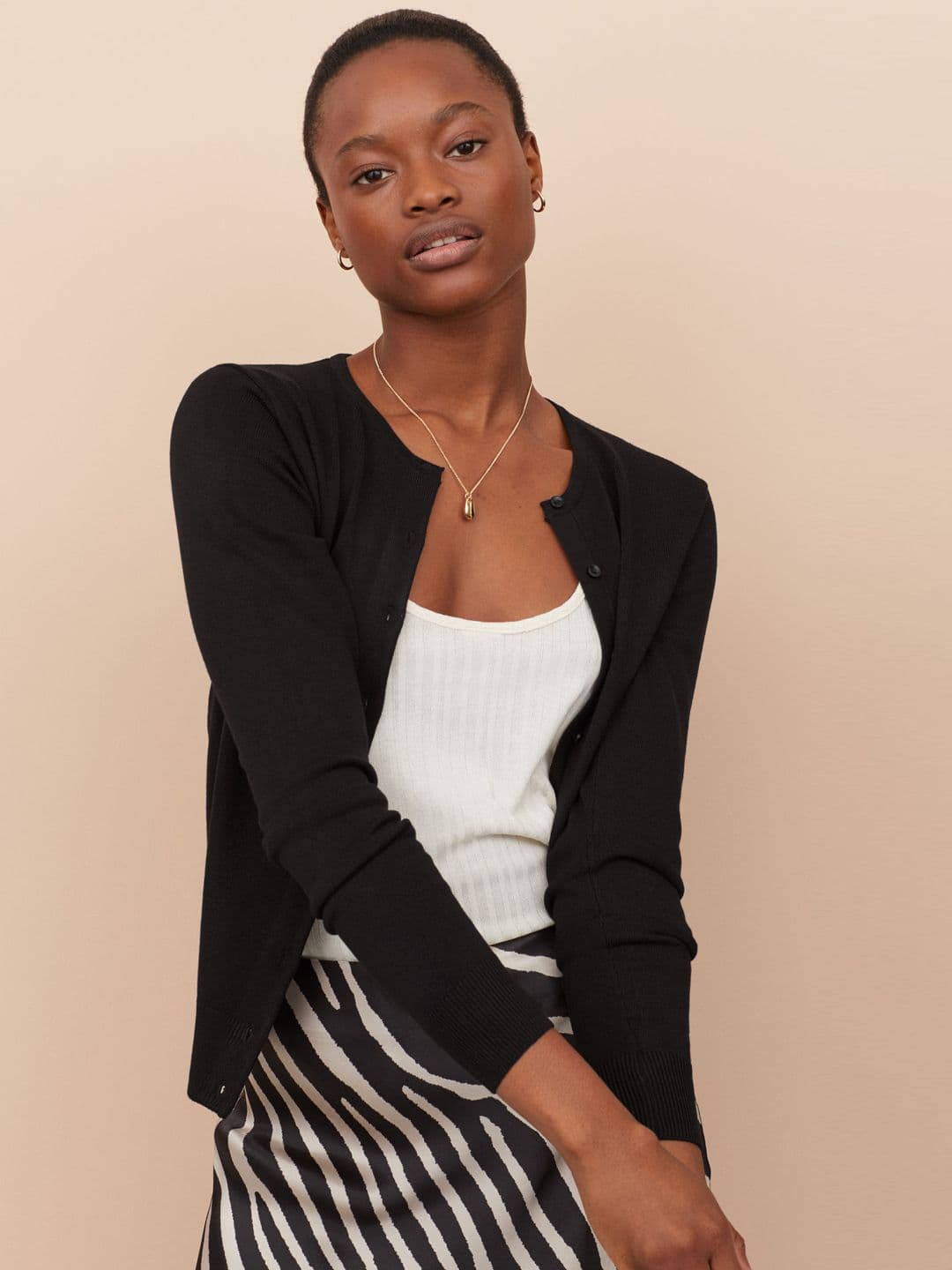 H&M Women Black Fine-Knit Cardigan - view 1
