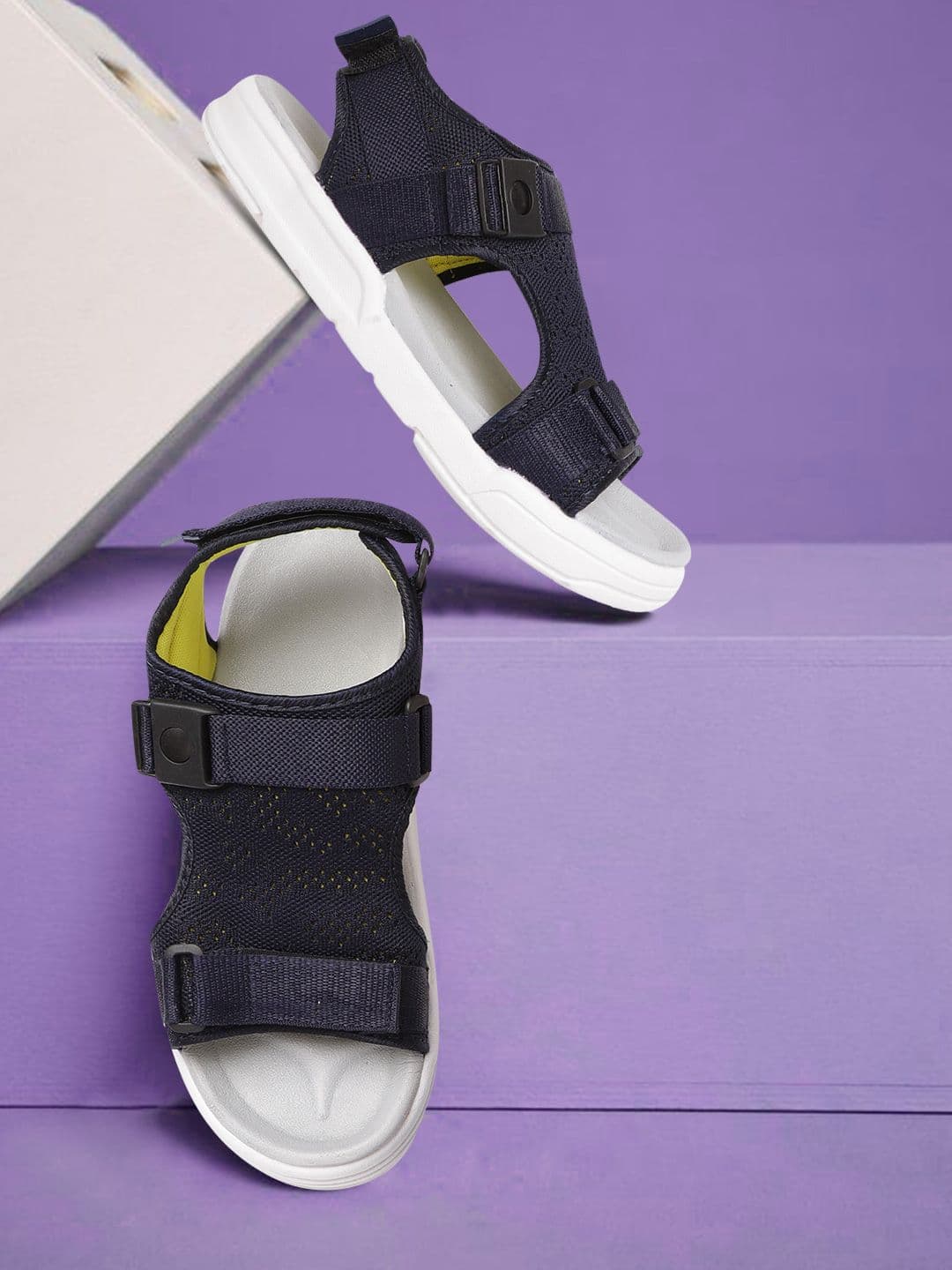 HRX by Hrithik Roshan Men Navy Blue Woven Design Hook & Loop Athleisure Sandal - view 1
