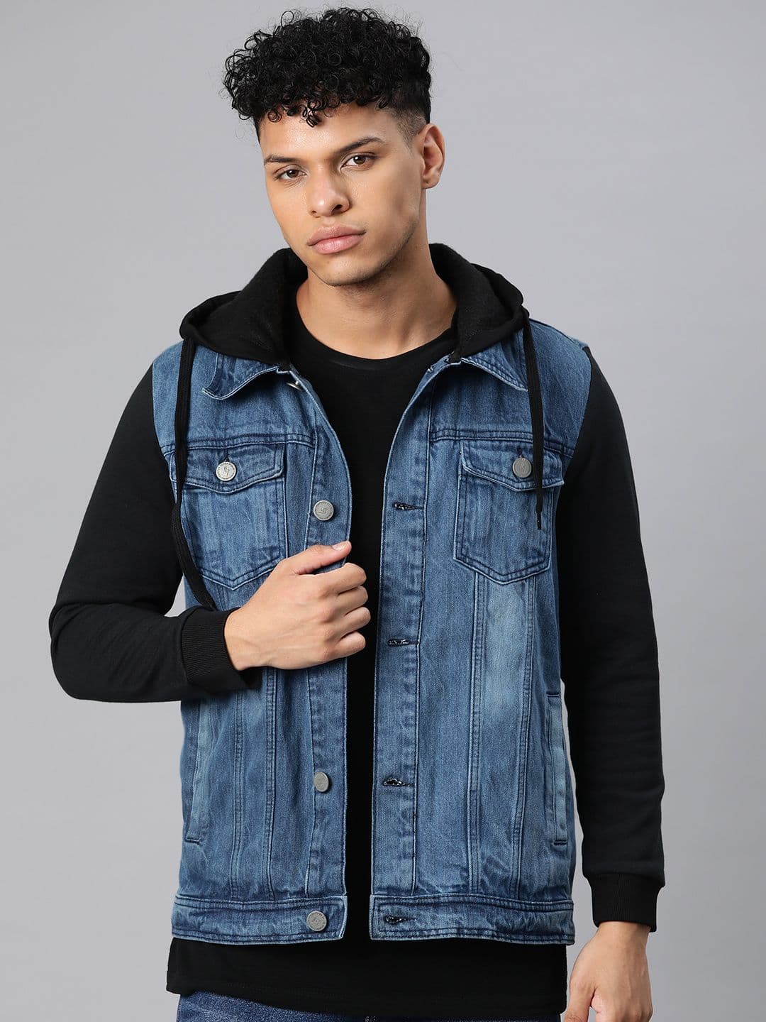CAHOOT Men Washed Hooded Denim Jacket - view 1