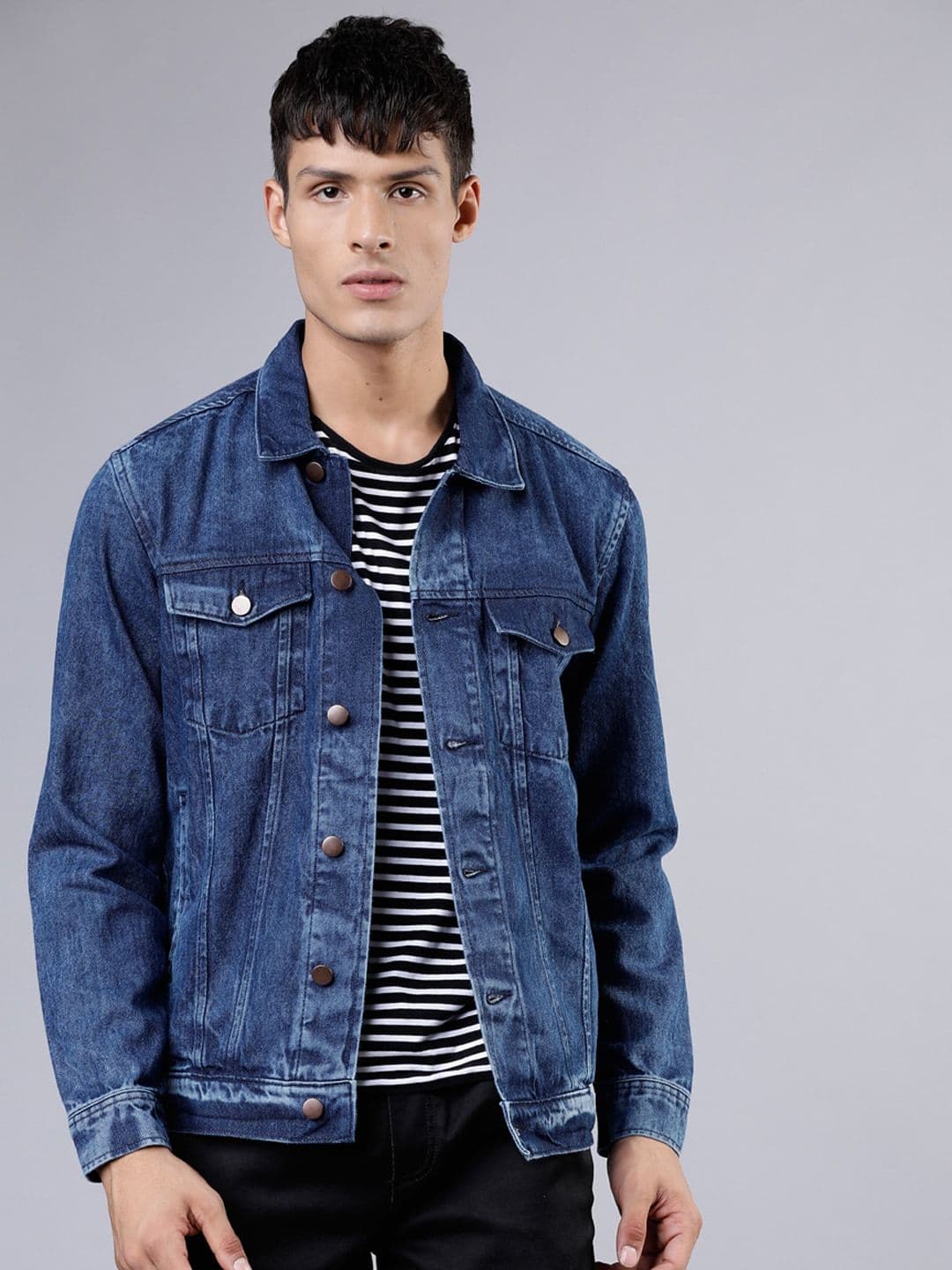 HIGHLANDER Spread Collar Denim Jacket - view 1