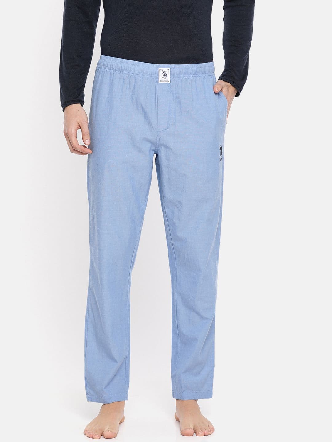 U.S. Polo Assn. Men Blue Chambray Solid Lounge Pants I658-901-PL - view 1
