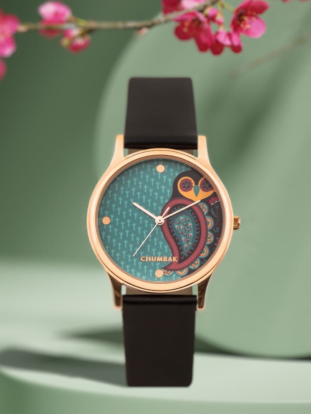 TEAL BY CHUMBAK Women Green Printed Leather Analogue Watch 8907605071126 - view 1