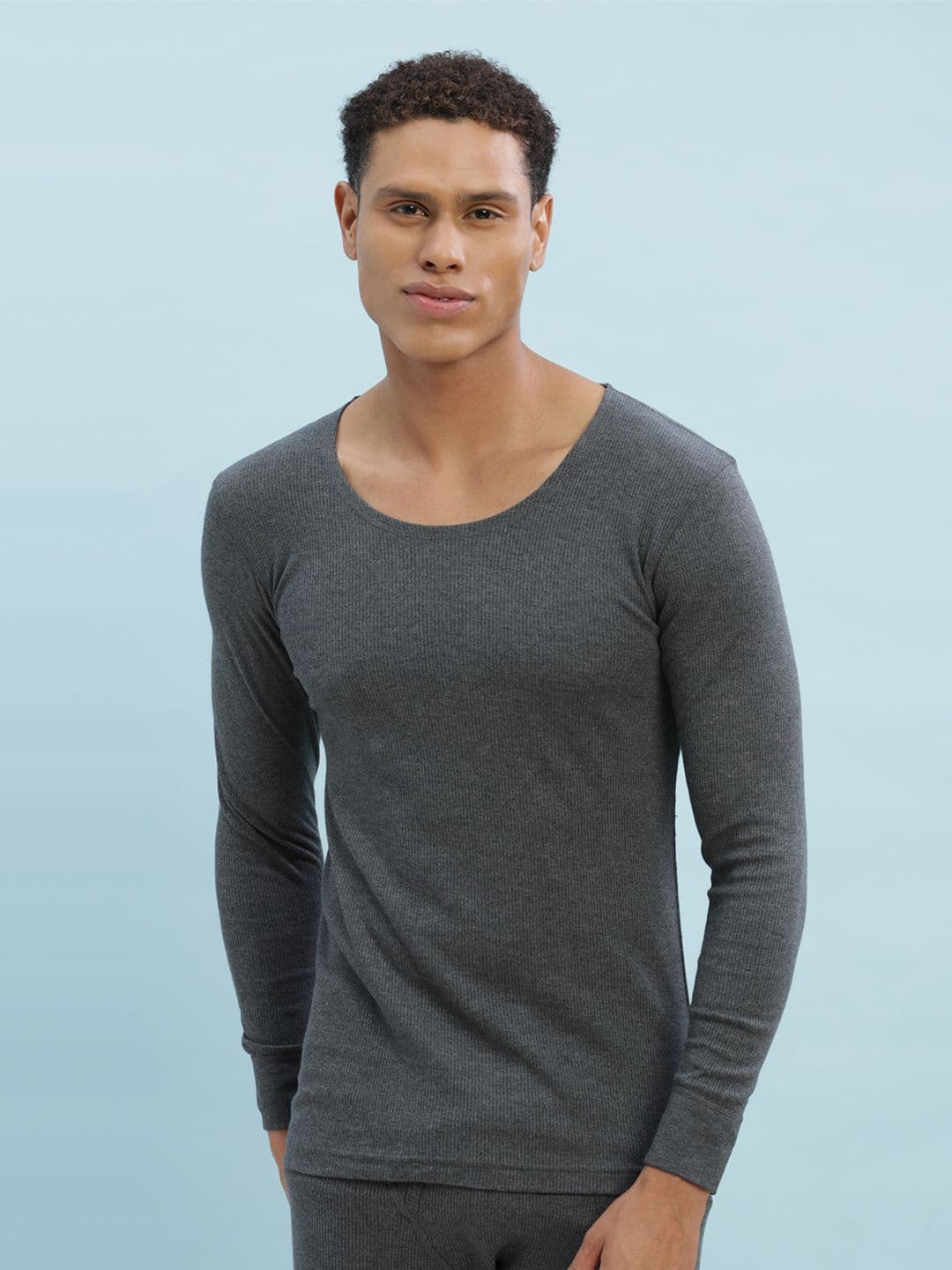 Force NXT Men Charcoal Grey Solid Assorted Thermal Top - view 1