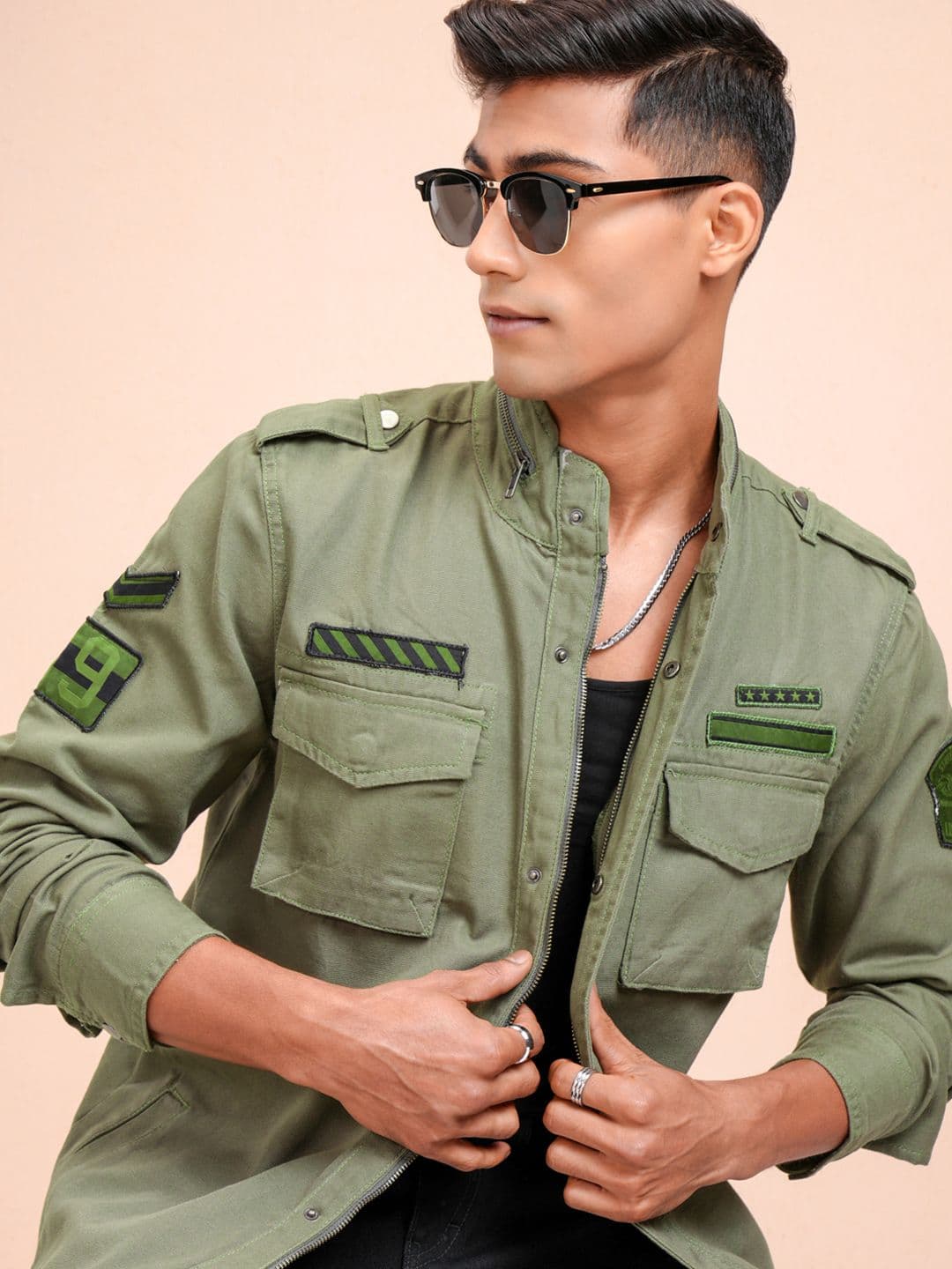 LOCOMOTIVE Men Olive Green Solid Tailored Jacket - view 1