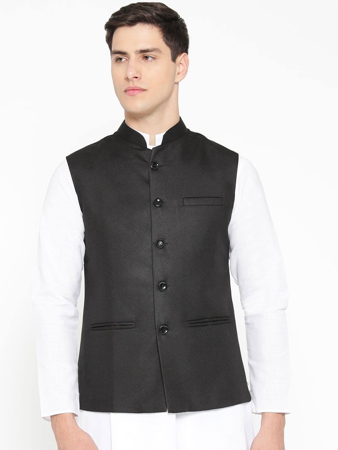 Badoliya & Sons Men Black Solid Nehru Jacket - view 1