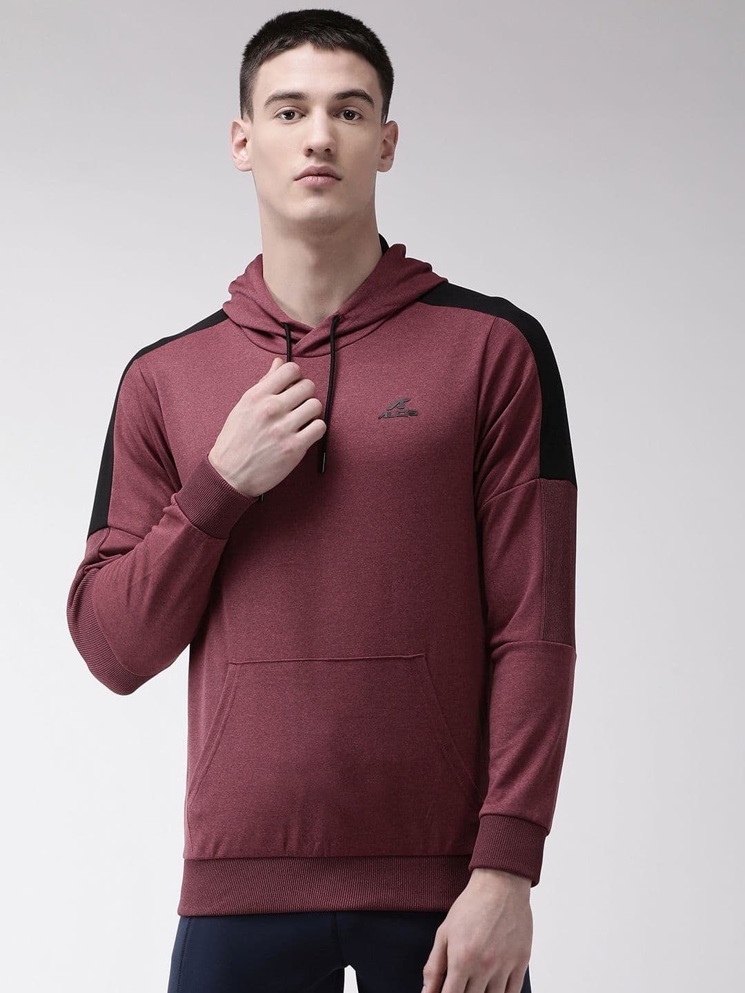 Alcis Men Maroon Solid Hooded Sweatshirt - view 1