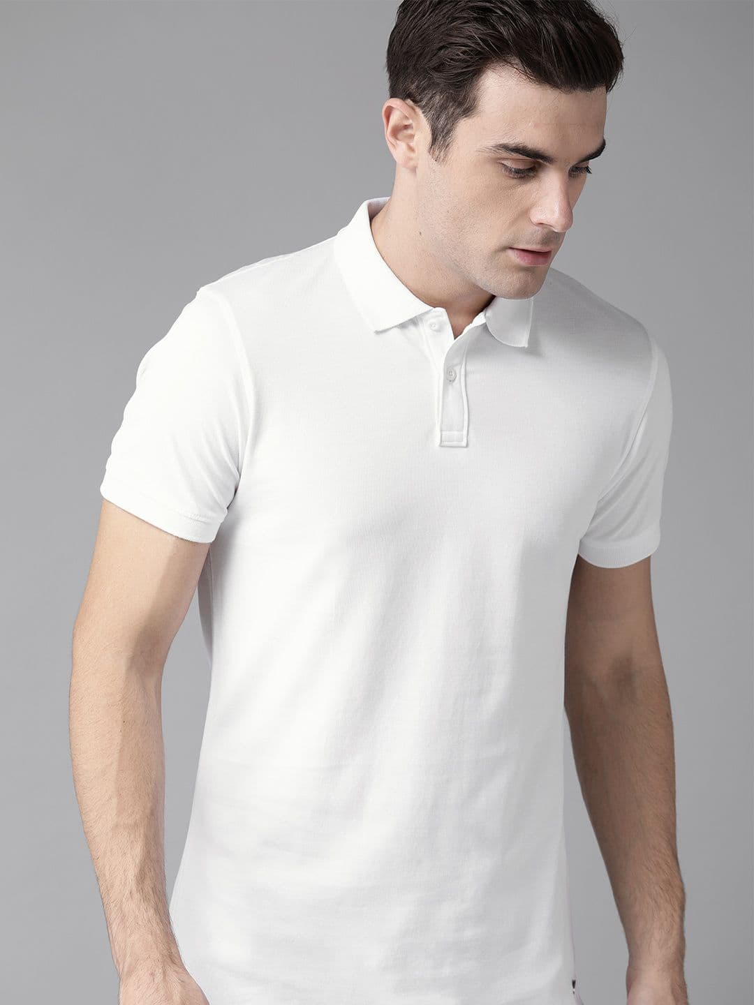 Roadster Men White Polo Collar Cotton Cotton T-shirt - view 1