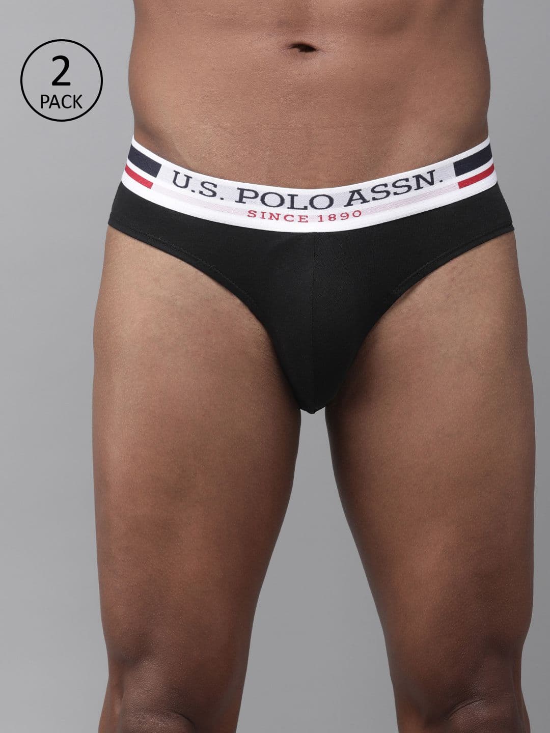 U.S. Polo Assn. Men Pack of 2 Black Solid Briefs Y9I006-002-P2 - view 1
