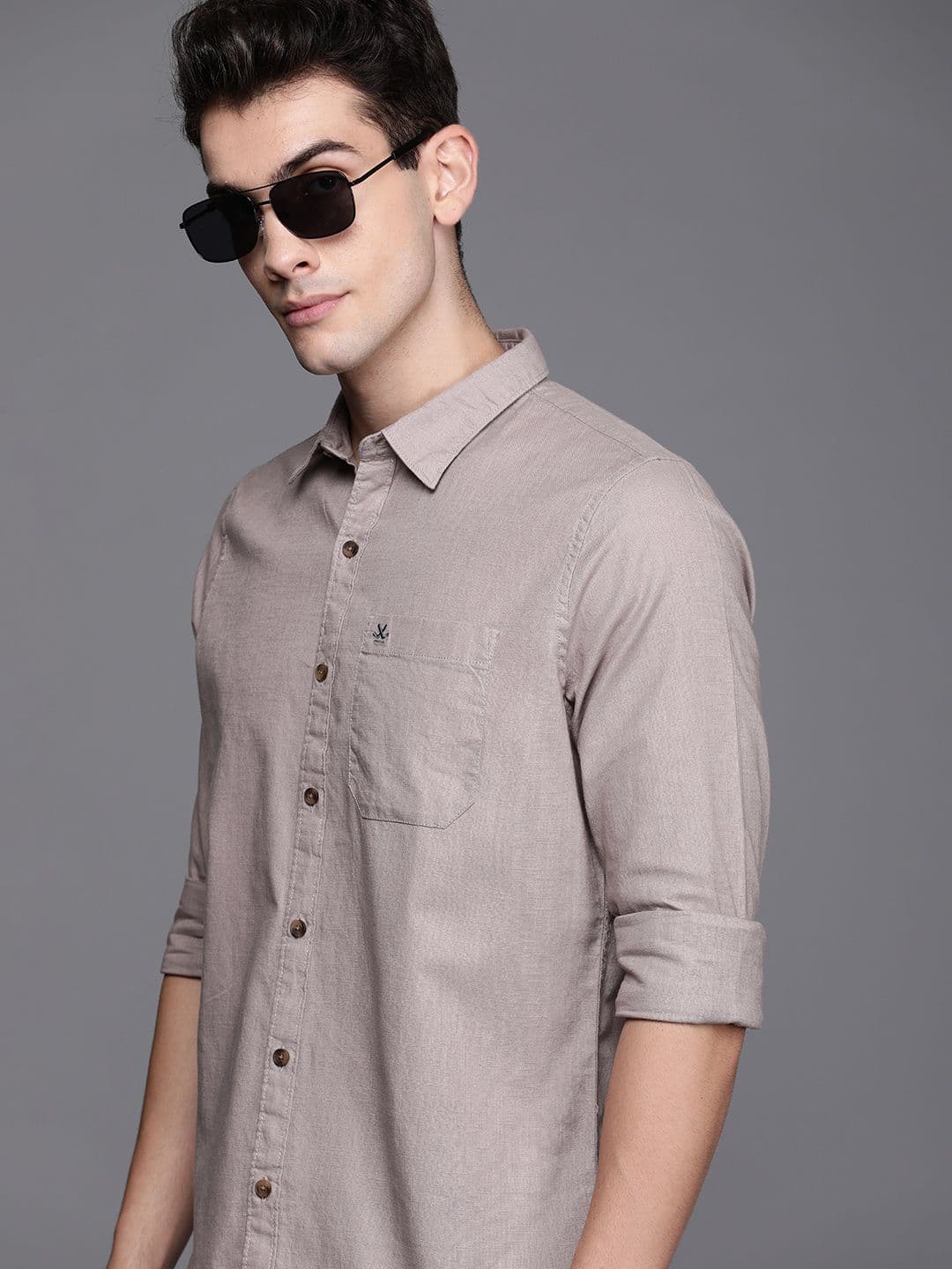 WROGN Men Pink Slim Fit Solid Casual Shirt - view 1