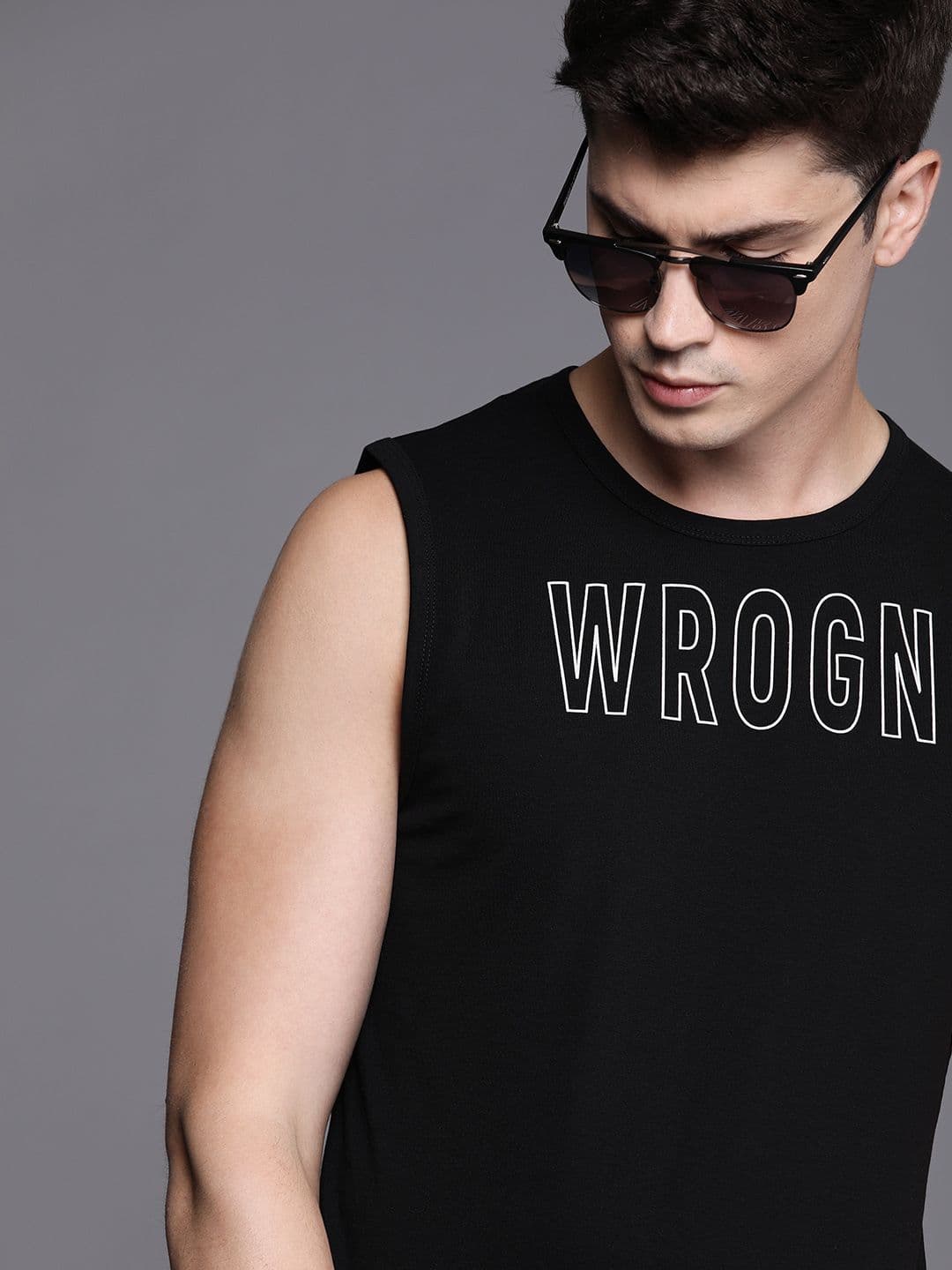 WROGN Men Black Printed Round Neck T-shirt - view 1