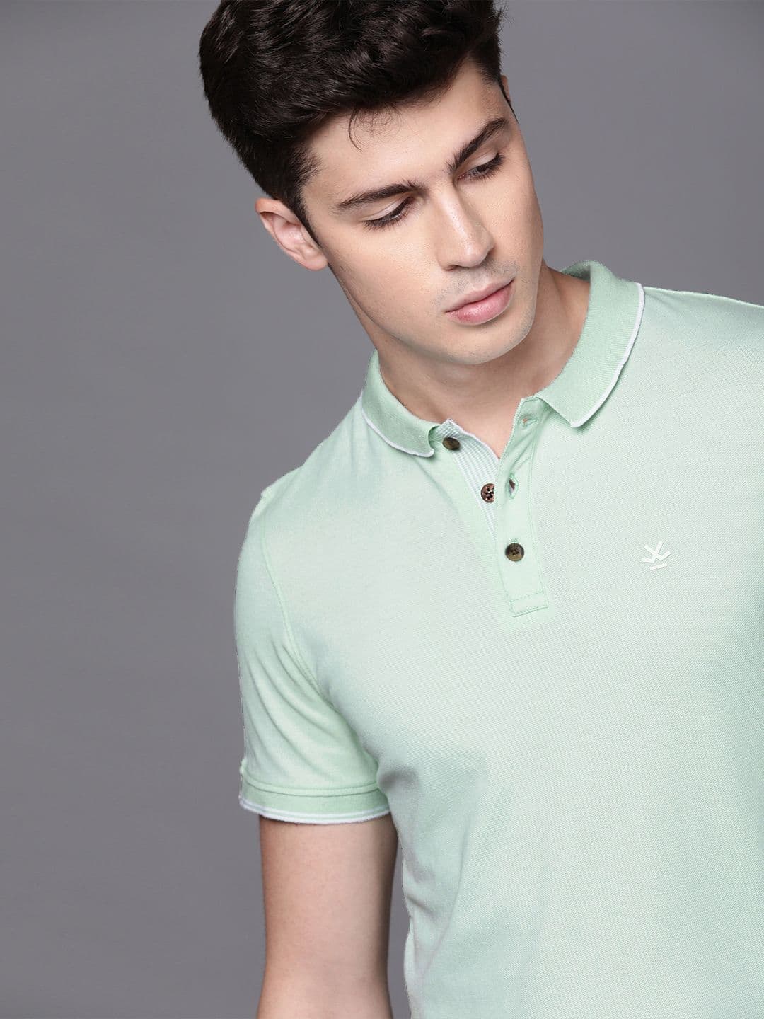 WROGN Men Sea Green Solid Polo Collar T-shirt - view 1