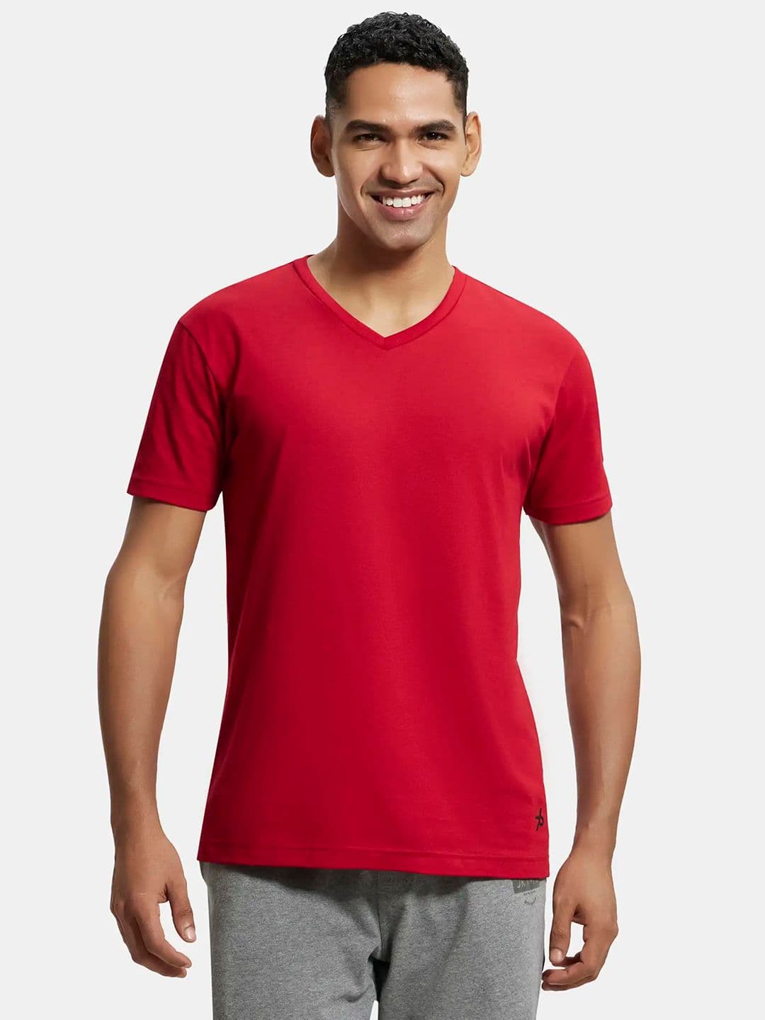 Jockey Super Combed Cotton Rich Solid V Neck Half Sleeve T-shirt -2726 - view 1
