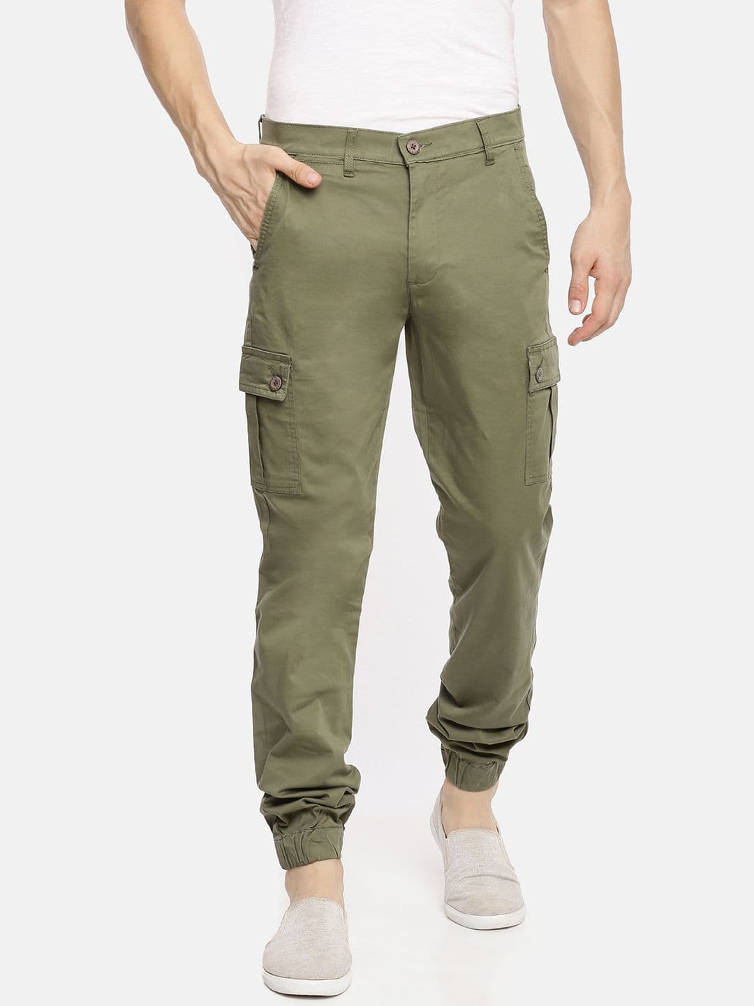 The Indian Garage Co Men Slim Fit Solid Cargos Joggers - view 1
