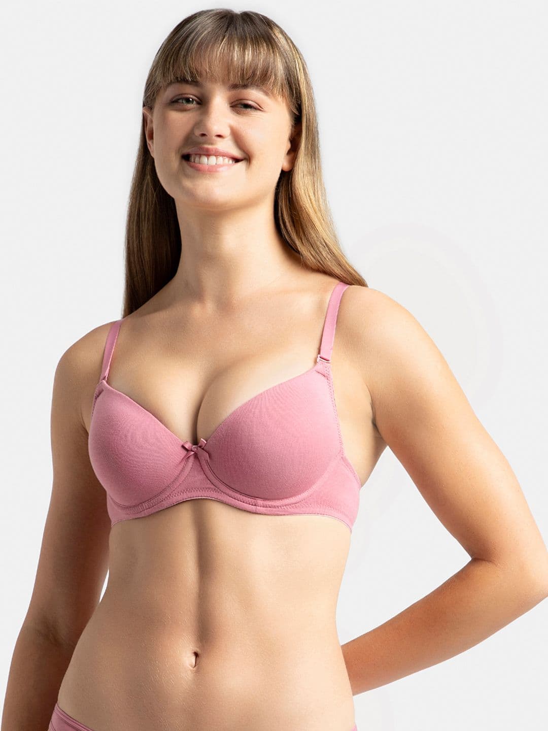 Jockey UnderWired Padded Cotton Medium Coverage Multiway Styling Tshirt Bra-1245 - view 1
