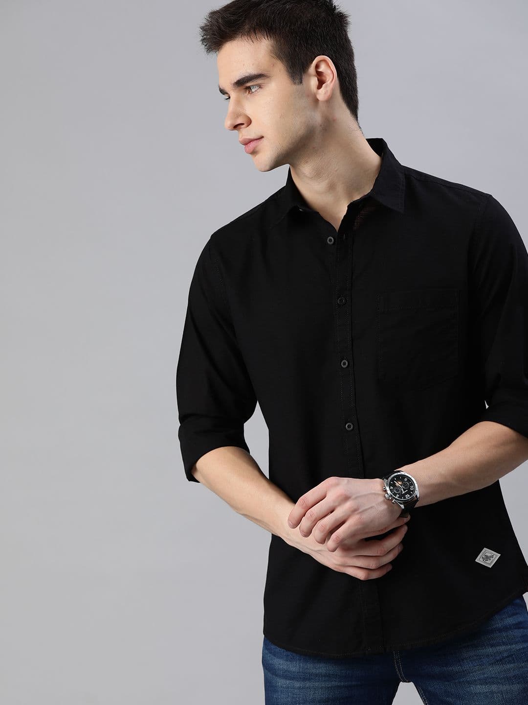 Roadster Men Black Cotton Casual Shirt - view 1