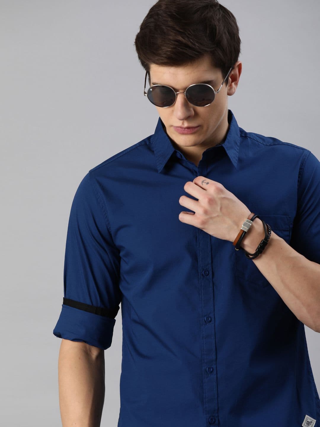 Roadster Men Navy Blue Cotton Casual Shirt - view 1