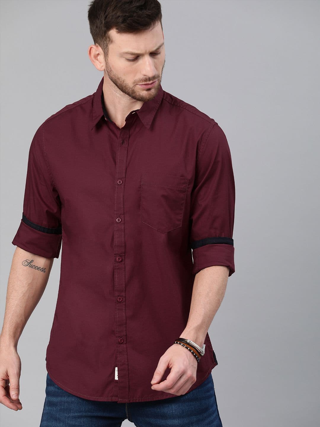 Roadster Men Maroon Pure Cotton Casual Shirt - view 1