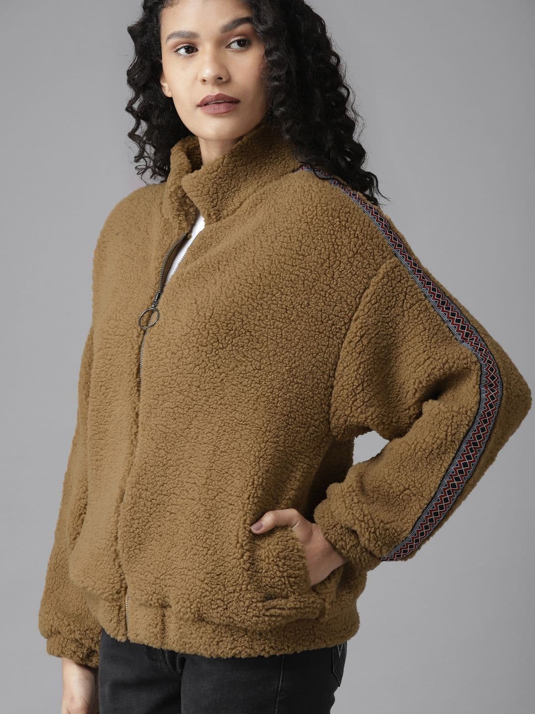 Roadster Women Brown Solid Sherpa Jacket - view 1