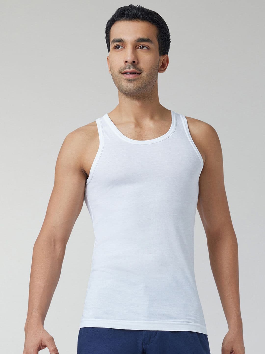 XYXX Men Solid ACE Cotton Modal White Round Neck Innerwear Vest - view 1