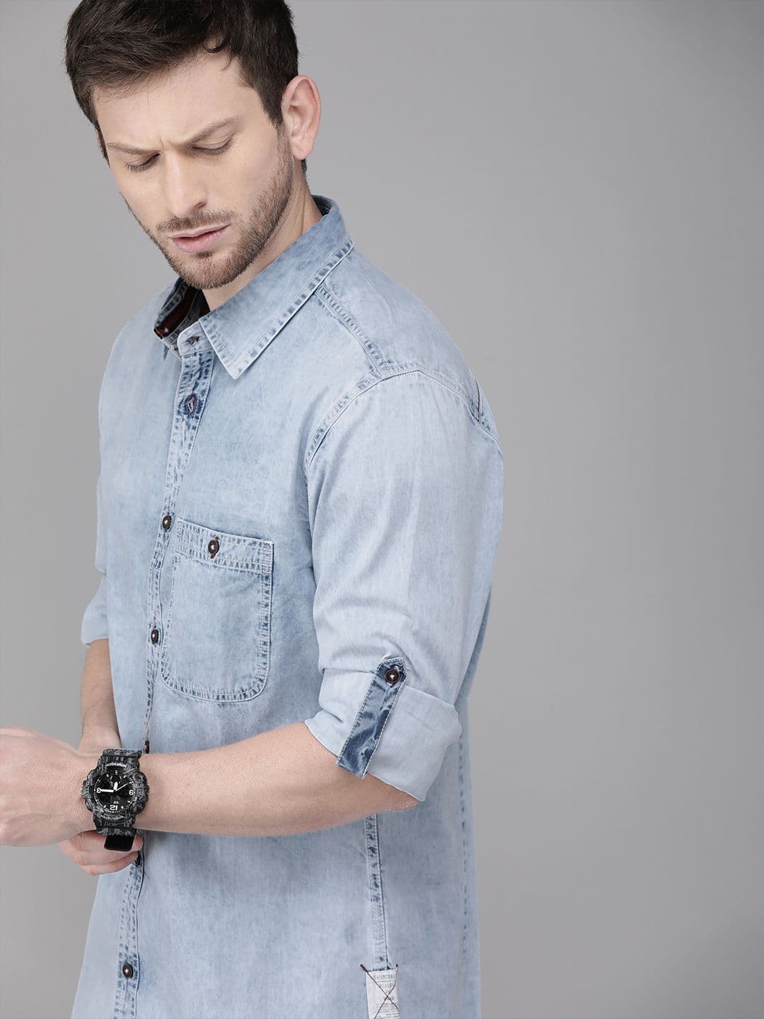 Roadster Men Blue Denim Shirt - view 1