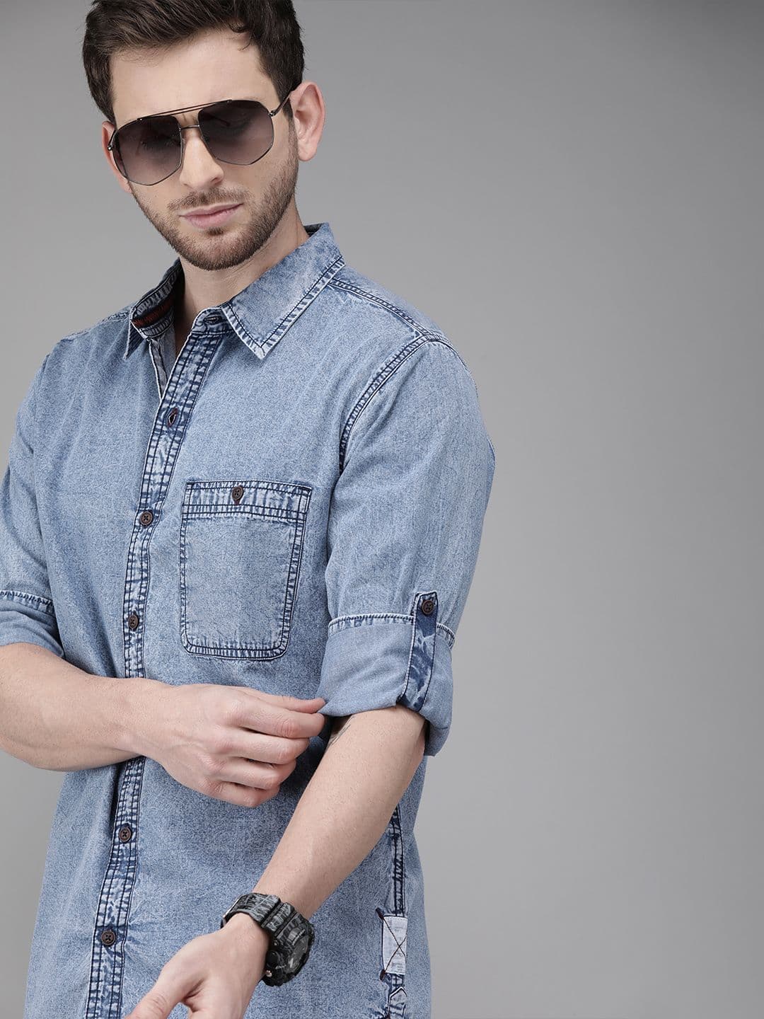 Roadster Men Blue Denim Shirt - view 1