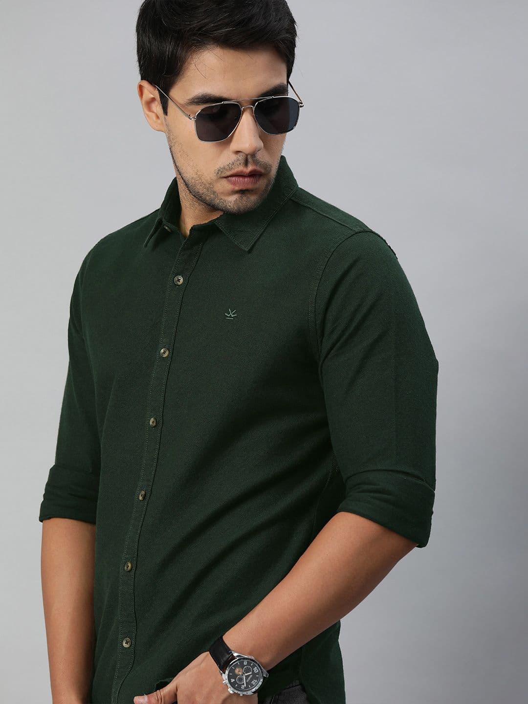 WROGN Men Green Slim Fit Casual Shirt - view 1