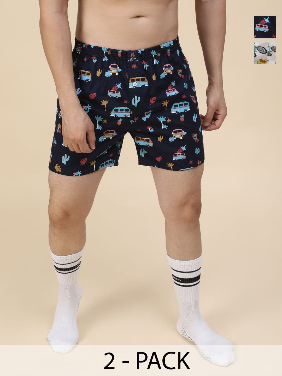 URBAN SCOTTISH Men Pack Of 2 Printed Pure Cotton Boxers - view 1
