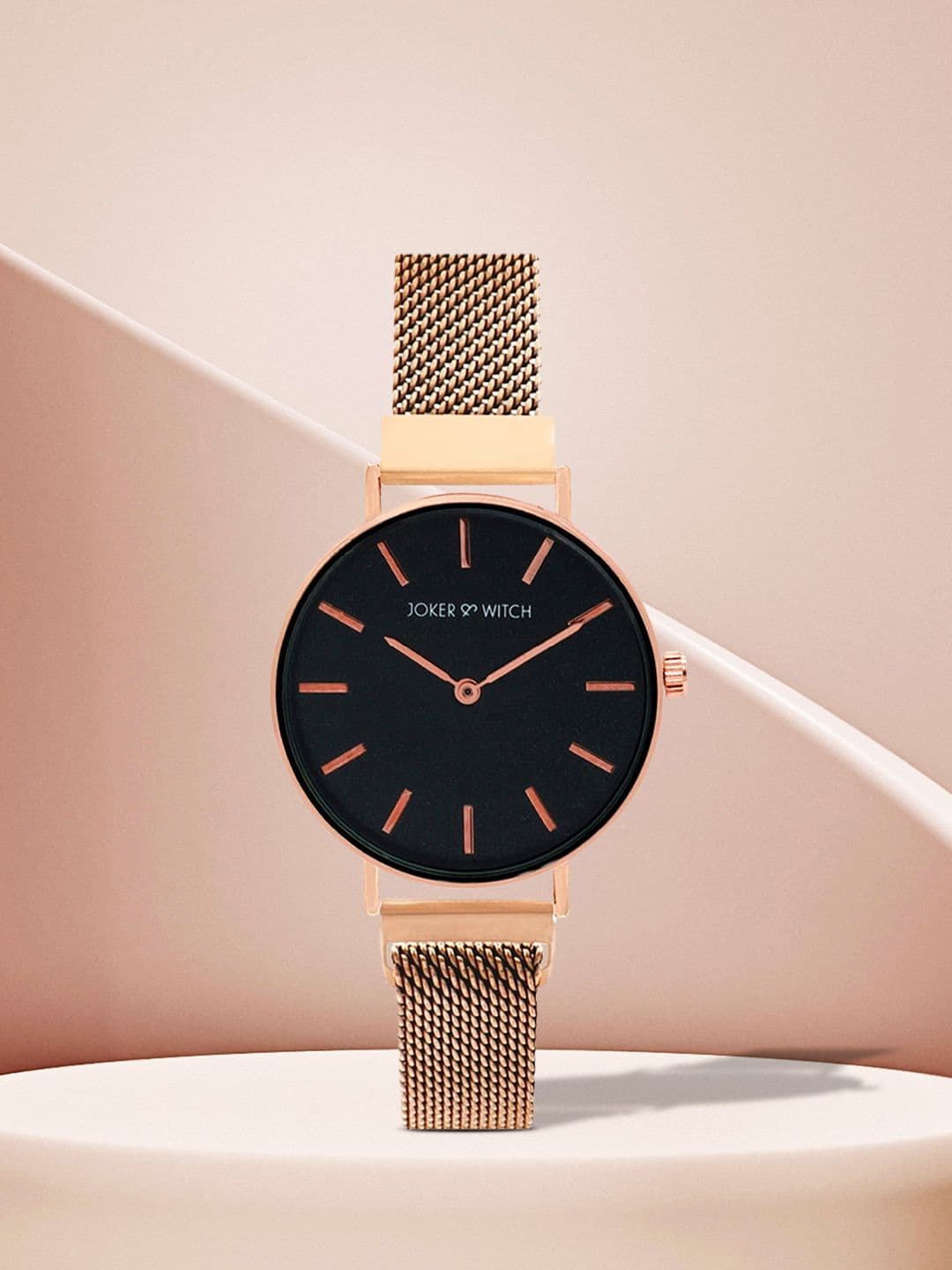 JOKER & WITCH Women Black & Rose Gold Analogue Watch AMWW385 - view 1