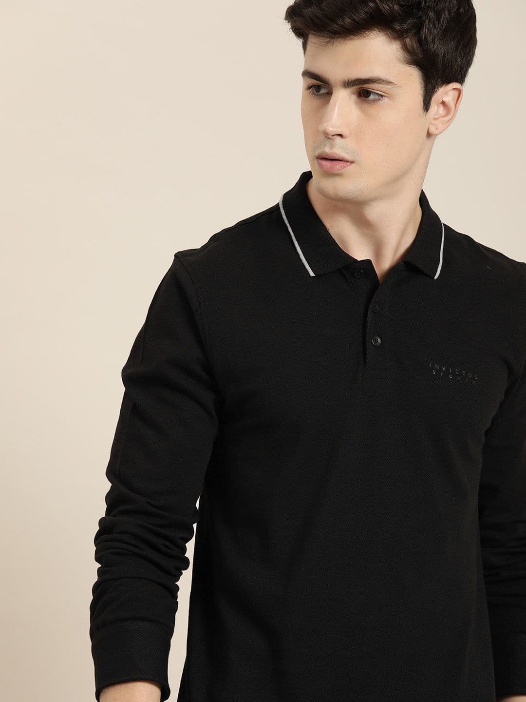 INVICTUS Men Black Solid Polo Collar Fresh-On T-shirt - view 1